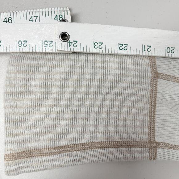 prAna Sweater Women's M Lucia Wool Blend Ivory Pullover Stripe Drawstring Logo - Picture 6 of 10